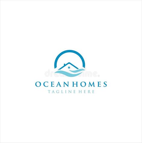 Beach Real Estate Logo, Beach House Logo, Plumbing Logo Design, Beach House Names, Ocean Logo, Ocean Villa, River Logo, Plumbing Logo, Hotel Logo Design