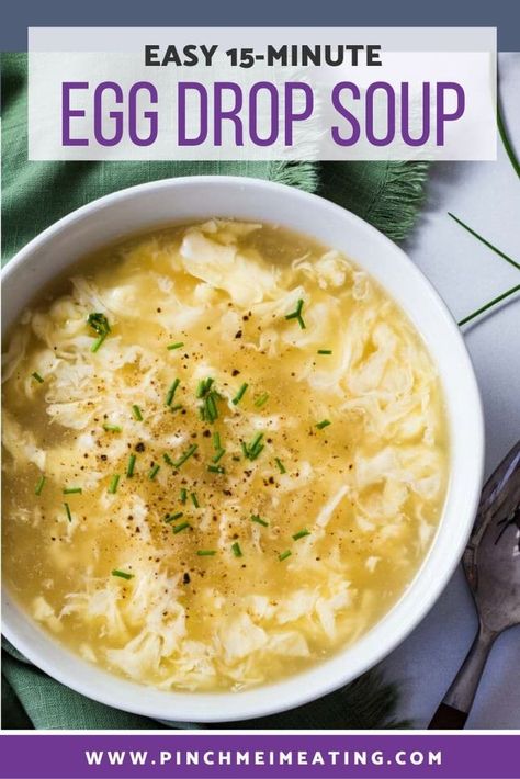 Ever wondered how to make restaurant quality Chinese egg drop soup? It couldn’t be more simple! This healthy and low carb soup is a quick and easy recipe you can make homemade in only 15 minutes! Chinese Egg Drop Soup, Easy Egg Drop Soup, Gf Ideas, Chinese Egg, Comforting Soup, Recipes Authentic, Egg Drop Soup, Perfect Eggs, Egg Drop