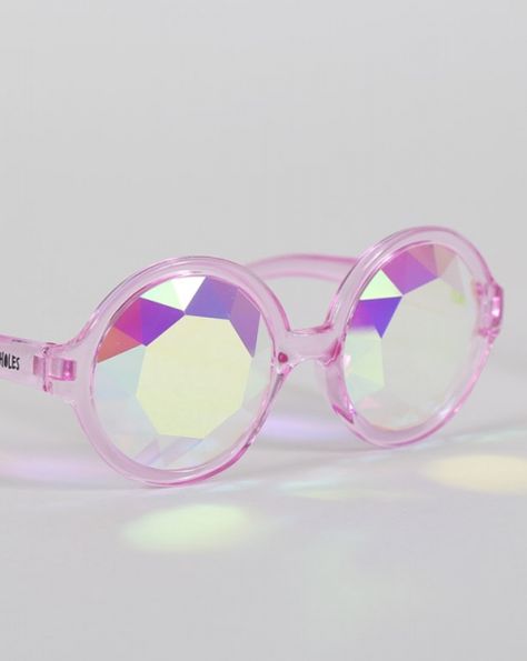 H0les OG Pink Sunglasses - View all - NEW IN - Womens Taako Taaco, Holographic Glasses, Kaleidoscope Glasses, Adventure Zone, Pink Glasses, Model Street Style, Sunglasses Style, Lazy Oaf, Kawaii Style