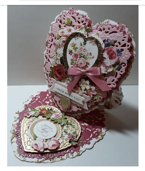 Valentine Greeting Cards Handmade, Anna Valentine, Valentine Cards To Make, Hand Crafted Cards, Anna Griffin Cards, Heart Themed, Valentine Greeting Cards, Easel Cards, Handmade Valentine