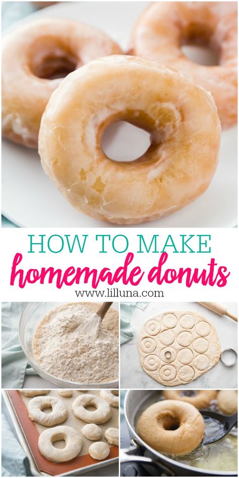 GRandma's Famous Homemade Donuts Recipe (+VIDEO) | Lil' Luna Homemade Donut, Doughnut Recipe Easy, Easy Donut Recipe, Homemade Donuts Recipe, Easy Donuts, Homemade Doughnuts, Fried Donuts, Donuts Recipe, Recipes Yummy