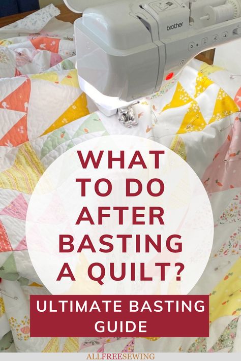 What To Do After Basting a Quilt? Ultimate Basting Guide | Basting is an essential step in most quilting. Learn everything you need to know about basting quilt layers together with this guide. Basting A Quilt, Quilt Layers, Sewing To Sell, Beginner Sewing, Beginner Sewing Projects Easy, Leftover Fabric, Sewing Class, Quilting For Beginners, Book Quilt