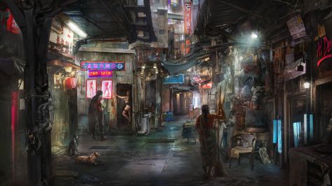 ArtStation - Cyberpunk Slums Cyberpunk Slums, Scifi Environment, Neo Tokyo, Cyberpunk City, Futuristic City, Fantasy Art Landscapes, Futuristic Technology, City Aesthetic, Beautiful Buildings