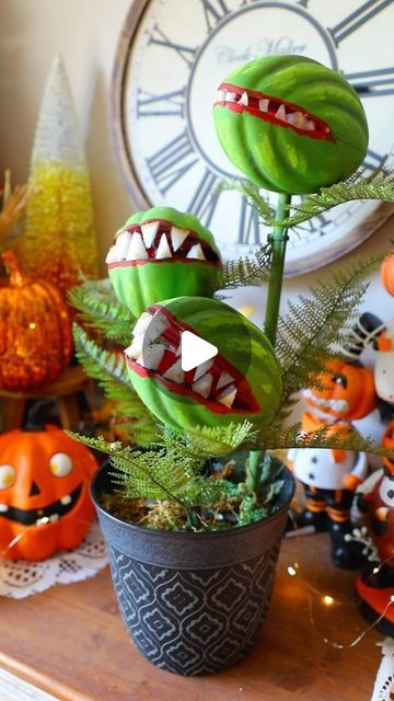 Bethany (Bargain Bethany) on Instagram: "Dollar Tree DIY Venus Fly Traps using Dollar Tree Footballs! Perfect for Halloween! #dollartree #dollartreediy #dollartreehalloweendiys #halloweendiys #diy" Diy Venus Fly Trap Halloween Costume, Venus Fly Trap Halloween Decor Diy, Diy Venus Fly Trap Halloween, Diy Venus Fly Trap, Venus Fly Trap Halloween, Homemade Halloween Props, Flies Trap Diy, Bargain Bethany, Pool Noodle Halloween