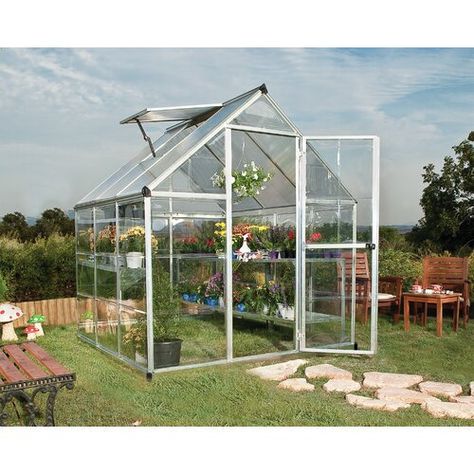 Palram - Canopia Hybrid - 6' x 6' - Silver - Polycarbonate Walk-In Greenhouse - Walmart.com Greenhouse Frame, Polycarbonate Roof Panels, Best Greenhouse, Hobby Greenhouse, Walk In Greenhouse, Home Greenhouse, Greenhouse Effect, Polycarbonate Panels, Wooden Greenhouses