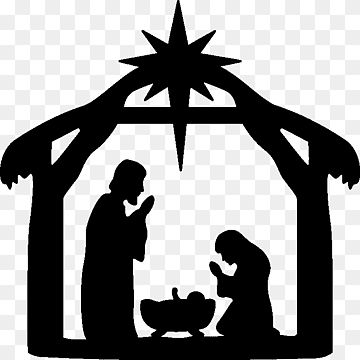 Nativity Scene Silhouette, Nativity Of Jesus Christ, Christmas Black And White, Nativity Clipart, Scene Png, Holy Family Christmas, Jesus Christ Illustration, Nativity Painting, Black And White Png