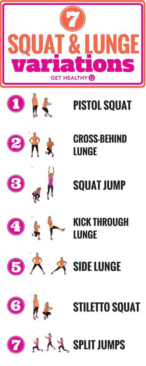 Squats and lunges are some of the best bodyweight exercises around. We’ve pulled out 7 of the best squat and lunge variations that will build muscle and tone up those legs! Not only are these moves super effective, they also allow you to switch up your lower-body workout routine from just standard lunges and squats, preventing the inevitable boredom that comes from any workout routine. Lower Body Workout Routine, Best Bodyweight Exercises, Lunge Variations, Squats And Lunges, Leg Exercises, Bodyweight Exercises, Leg Workouts, Workout Moves, Toning Workouts