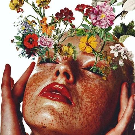 Surprise: Plants growing out of eyes. Magazine Collage, Arte Sketchbook, Ap Art, Art Painting Acrylic, Magazine Art, Surreal Art, Art Reference Photos, Digital Collage, Acrylic Art