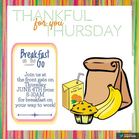 Breakfast on the go at the front gate! Breakfast On The Go Resident Event, Breakfast On The Go Ideas For Residents, Resident Appreciation, Property Management Marketing, Resident Retention, Resident Events, Breakfast Gift, Activity Director, Work Fun