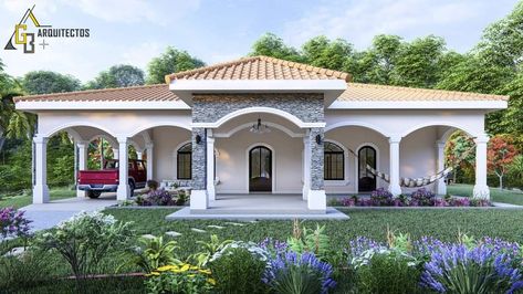 House Design Ideas Simple, Small House Design Ideas, Bungalow Style House, Hacienda Style Homes, House Main Gates Design, Bungalow Style House Plans, Affordable House Plans, Mediterranean House Plans, Beachfront House