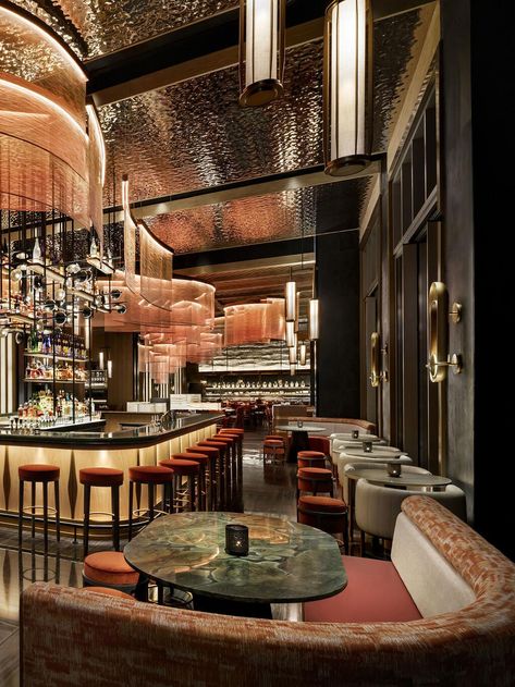 An iconic, beautifully designed restaurant, rich in detail, color and vibrancy. Nobu Dubai @atlantisthepalm Luxury Bar Design, Luxury Restaurant Interior, Nobu Restaurant, Cozy Contemporary, Mediterranean Restaurant, Luxury Bar, Luxury Restaurant, Retail Interior, Kitchen Trends