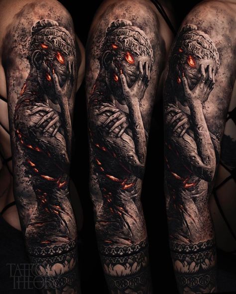 Skull Girl Tattoo, Realistic Tattoo Sleeve, Blackout Tattoo, Tatuaje A Color, Tattoo Project, Top Tattoos, Dark Tattoo, Best Tattoo Designs, Tattoo Sleeve Designs