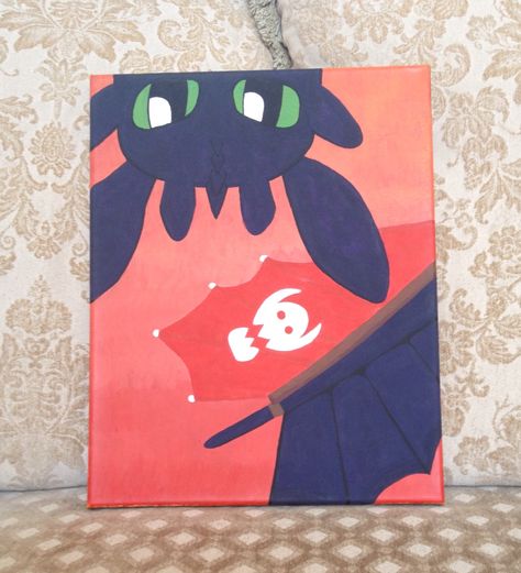 Toothless Dragon Painting, How To Train Your Dragon Painting Easy, Toothless Painting Easy, Toothless Painting Canvas, How To Train Your Dragon Painting, Easy Dragon Painting, Disney Character Paintings On Canvas, Song Painting Ideas, Dragon Painting Acrylic Easy