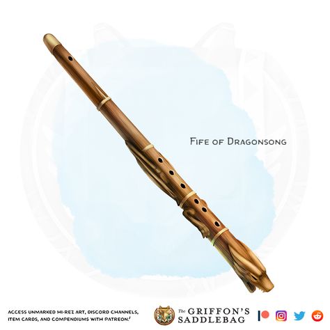 Dnd Flute Item, Magic Instruments Dnd, Dnd Flute, Magic Instruments, The Griffon's Saddlebag, Griffon's Saddlebag, Magic Flute, D D Items, Dnd 5e Homebrew