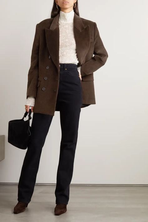 Dark Brown Blazer Outfit, Double Breasted Blazer Outfit Women, Blazer Outfits For Women Casual, Blazer Outfits For Women Classy, Brown Jacket Outfit, Brown Blazer Outfit, Blazer Outfits Women, Blue Blazer Outfit, Big Closet