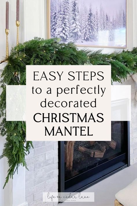 Discover inspiring Christmas Fireplace Mantels to make your home merry and bright. Find Christmas Mantel Decor that complements your holiday style effortlessly. Xmas Mantel Ideas, Diy Christmas Mantle, Christmas Garland Mantle, Christmas Fireplace Mantels, Elegant Holiday Decor, Christmas Mantel Decor, Mantel Decor Ideas, Mantle Garland, Holiday Mantle