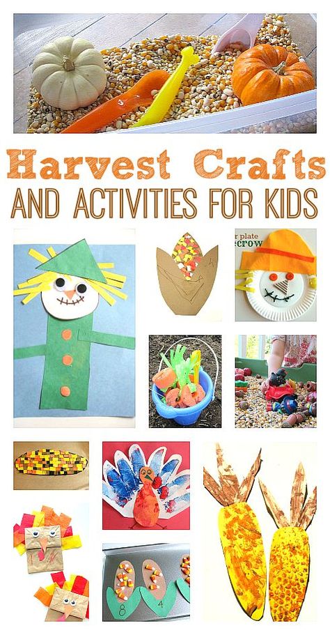 Harvest themed crafts for toddlers and preschool. Harvest Crafts, November Crafts, Crafts And Activities For Kids, Thanksgiving Preschool, Fall Preschool, Daycare Crafts, Fall Crafts For Kids, Autumn Crafts, Harvest Festival