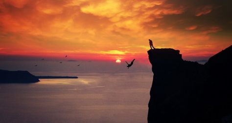 8 of Americas most extreme cliff jumpers throw down on the countries most dangerous spots http://bit.ly/1Lfc8qL Shadow Silhouette, Cliff Diving, Need A Vacation, Sun Sets, Wow Art, Extreme Sports, Pics Art, On The Edge, Beautiful Photography