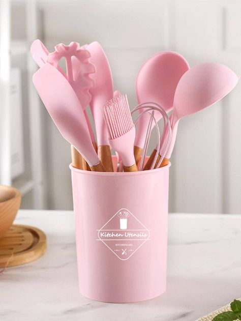 Pink Kitchen Utensils, White Kitchen Utensils, Pink Kitchen Decor, Silicone Kitchenware, Wooden Kitchenware, Silicone Cooking Utensils, Silicone Kitchen Utensils, Silicon Utensils, Cooking Utensil