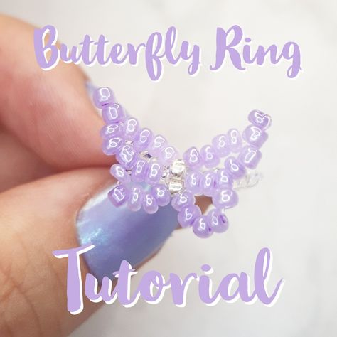 Beaded DIY Jewelry How to Butterfly Ring Tutorial, Cincin Diy, Diy Jewelry Organizer, Jewelry For Summer, Beaded Diy, Butterfly Tutorial, Diy Beaded Rings, Diy Jewelry Rings, Diy Jewelry Tutorials