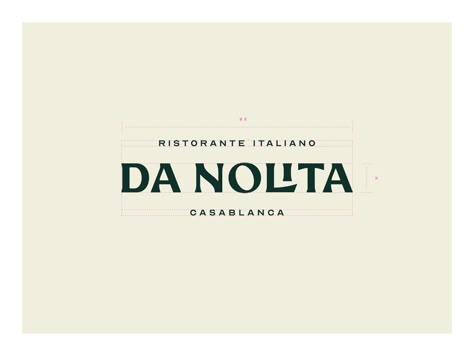 Da Nolita - Italian Restaurant - Casablanca on Behance Italian Restaurant Graphic Design, Italian Branding Design, Italian Restaurant Brand Identity, Italian Lettering, Italian Restaurant Branding, Italian Font, Italian Restaurant Aesthetic, Funky Restaurant, Sweets Branding