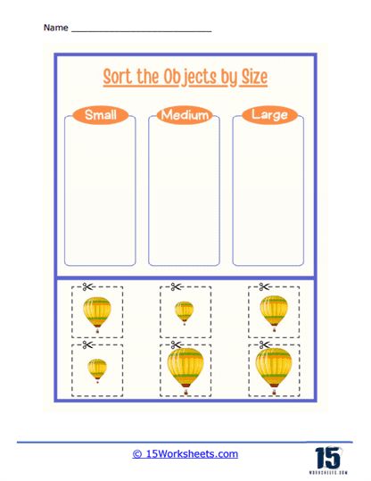 Hot Air Balloons Worksheet - 15 Worksheets.com Size Sorting, Holiday Science, Kindergarten Social Studies, Cognitive Development, Educational Activities, Hot Air, Air Balloon, Hot Air Balloon, Writing Skills