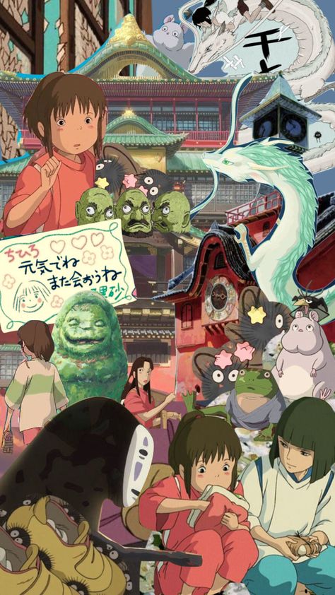 i just finished spirited away and i loved it🫶 #studioghibli #spiritedaway #collage #anime #aesthetic #moodboard #movie #animation Anime Collage Art, Anime Collage Wallpaper Aesthetic, Aesthetic Anime Collage, Anime Collage Aesthetic, Wall Collage Anime, Studio Ghibli Collage, Ghibli Collage, Anime Collage Wallpaper, Paint Swatch Art