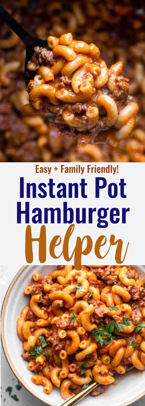 Instant Pot Hamburger Helper is a quick, easy, hearty, and flavorful dinner the whole family will love! A perfect way to end a busy day! | #FoodFaithFitness | #hamburgerhelper #homemade #instantpot #familydinner Healthy Hamburger Helper Instant Pot, Gluten Free Pasta Crock Pot Recipes, Gluten Free Recipes For Dinner Instapot, Gluten Free Pasta Instant Pot, Pressure Cooker Hamburger Helper, Instapot Hamburger Helper Recipes, Homemade Hamburger Helper Instant Pot, Instant Pot Hamburger Helper Recipes, Instapot Recipes Gluten Free