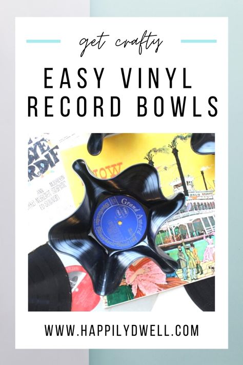 Incredibly Easy Vinyl Record Bowls Vinyl Bowls, Vinyl Record Bowls, Record Bowls, Thrifty Diy, Old Records, Diy Bowl, Diy Art Projects, 31 Days, Vinyl Record