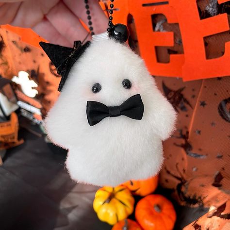 Handmade Cute Plush Ghost, Adorable Ghost Plushie, Soft Plush Toy, Plush Ghost Keychain, Halloween Gift, Kawaii Ghost Plushie with Hat by MoonlandLittleShop on Etsy Ghost Plush Pattern, Halloween Plushies, Ghost Plushie, Adorable Plushies, Ghost Keychain, Plush Keychains, Kawaii Ghost, Blush Powder, Store Owner