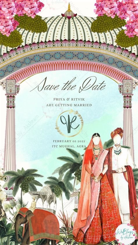 Indian wedding invitation Indian Wedding Digital Invitation, Wedding Illustration Card, Caricature Wedding Invitations, Luxury Indian Wedding, Wedding Invitations Design, Digital Wedding Invitations Design, Wedding Card Design Indian, Indian Wedding Invitation, Indian Wedding Invitation Card Design