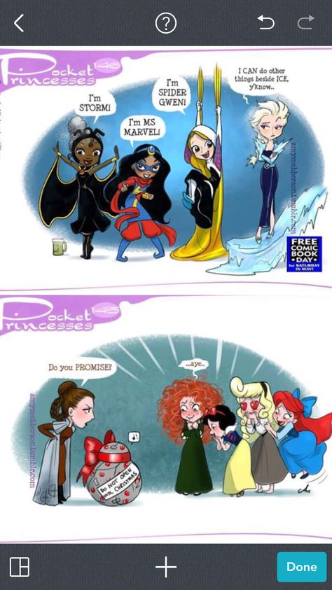 The princesses! #Disney Pocket Princess Comics, Disney Princess Comics, Disney Princess Memes, Disney Princess Funny, Disney Au, Disney Princess Cartoons, Pocket Princesses, Disney Theory, Princesses Disney