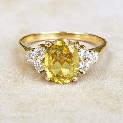 Fancy Yellow Engagement Ring, Pukhraj Ring, Handcrafted Silver Jewelry, Silver Jewellery Online, Yellow Engagement Rings, Yellow Rings, Fancy Yellow Diamond, Victorian Rings, Silver Jewelry Handmade