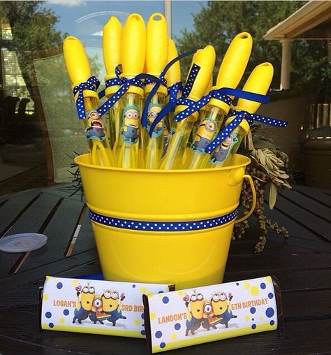 Minion Beach Party, Minions Second Birthday Party, 2nd Birthday Minion Theme, Minion Two Year Old Party, Minion Birthday Party Favors, Minion Bday Party, Minions 3rd Birthday Party Ideas, Despicable Three Birthday Party, Minion Birthday Party Games