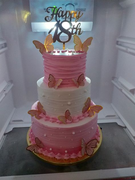 3 Tier Debut Cake, 18th Birthday Cake 3 Tier, 3 Tier Butterfly Cake, 2 Teir Birthday Cake, Butterfly Theme Cake, Debut Cake, One Piece Birthdays, Sweet 15 Party Ideas Quinceanera, Sweet 15 Party Ideas