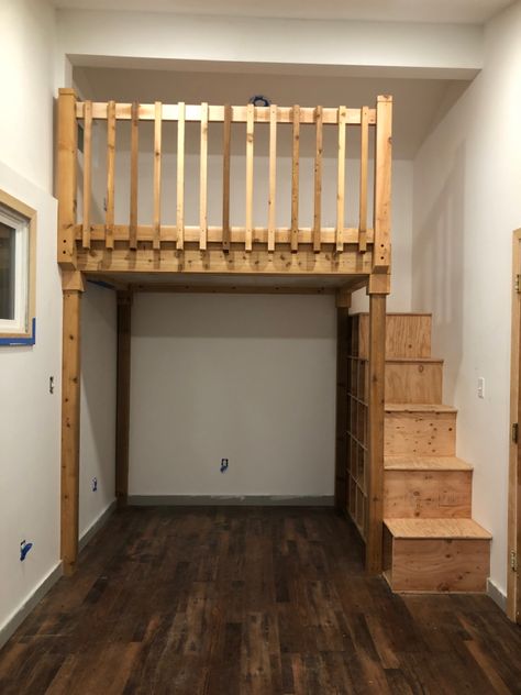 Loft Bed Stairs, Loft Bed With Stairs, Loft Beds For Small Rooms, Bed With Stairs, Shed With Loft, Tiny Loft, Loft Style Bedroom, Beds For Small Rooms, Loft Bed Plans