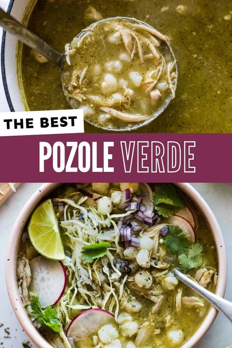 Posole Recipe Chicken, Chicken Pozole Verde, Pozole Verde Recipe, Verde Soup, Chicken Pozole, Posole Recipe, Pozole Verde, Pozole Recipe, Soup Making