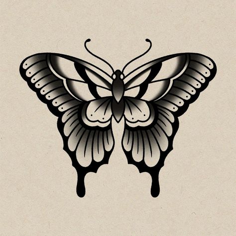 Butterfly Ditch Tattoos, American Butterfly Tattoo, Traditional Butterfly Tattoo Design, Traditional Butterflies, Butterfly Tattoos Design, Traditional Tattoos Women, Snowglobe Tattoo, Hindi Tattoo, Tattoo New School