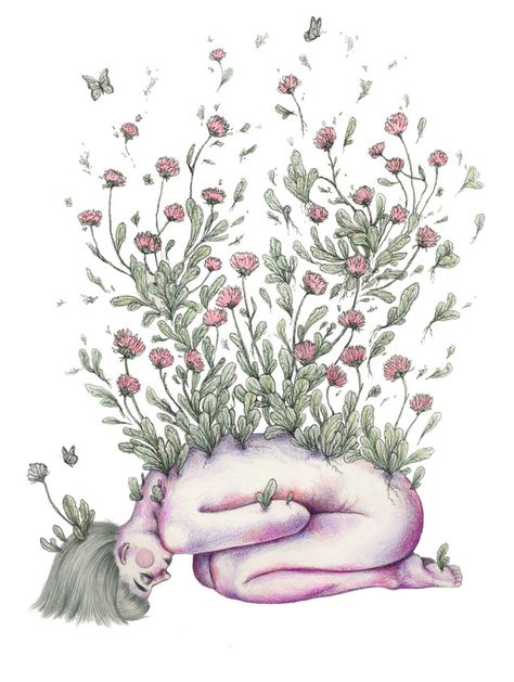 Tumblr Art Drawings, Flower Drawing Tumblr, Body Flowers, Tumblr Flower, Easy Flower Drawings, Tumblr Drawings, Flowers Growing, Tumblr Art, Soyut Sanat Tabloları