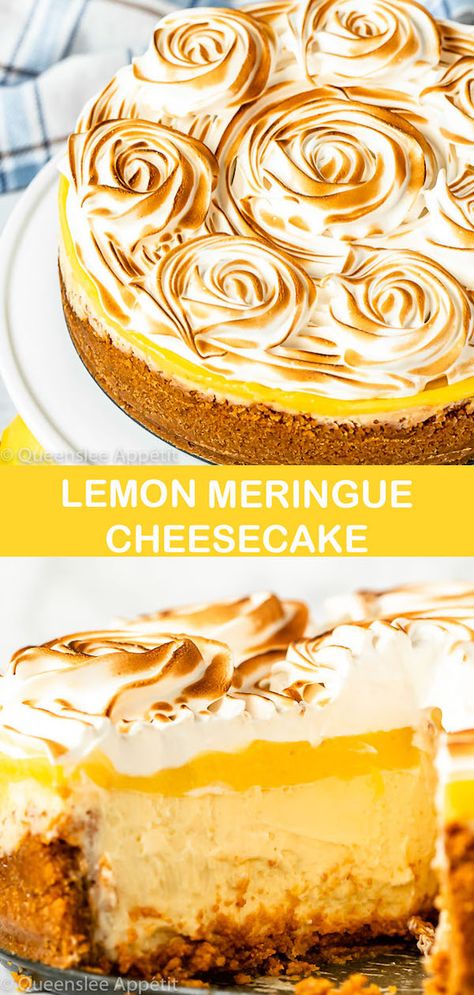 Tart Lemon Curd, Meringue Cheesecake, Cheesecake Tart, Toasted Meringue, Lemon Meringue Cheesecake, Lemon Cheesecake Recipes, Biscuits Graham, Meringue Pie Recipes, Diy Cupcake