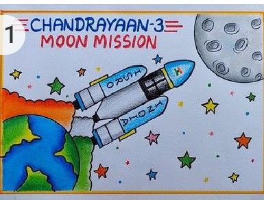 National Space Day Poster, Chandrayan 3 Drawing, Drawing Competition Topics, Theme Based Drawing, Drawing For Students, How To Draw Elsa, Posters Drawing, Button Crafts For Kids, Based Drawing