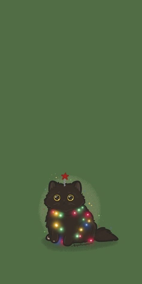 Cats Christmas Wallpaper, Christmas Wallpaper Aesthetic Funny, Cute Winter Phone Wallpapers, Funny Christmas Background, Cute Halloween Cat Wallpaper, Black Cat Fall Wallpaper, Christmas Wallpapers Funny, Cat Illustration Christmas, Cute Cat Phone Wallpaper