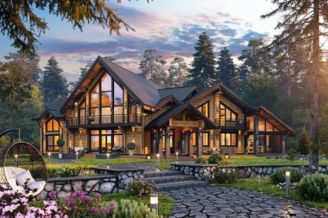 Mountain Home Exterior, Home Exterior, Luxury Homes Dream Houses, Sims House, House Architecture Design, Dream House Exterior, House Goals, Dream House Plans, Cabin Homes