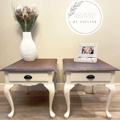 Refinished Queen Anne End Tables, Queen Anne End Table Makeover, Queen Anne Table Makeover, End Table Makeover, Chalk Paint Furniture Diy, Remodeling Mobile Homes, Chalk It Up, Hall Table, Table Makeover