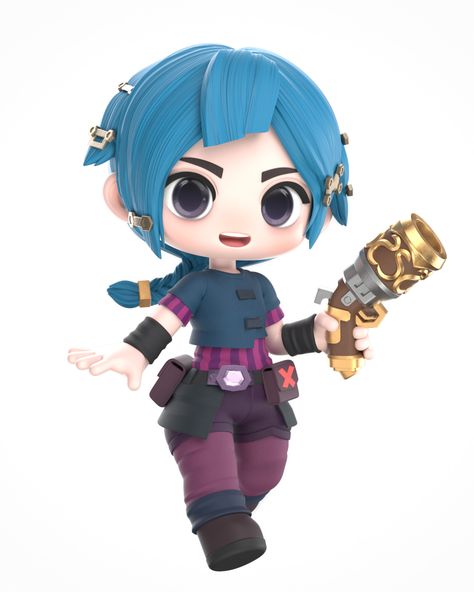 Jinx Reference, Arcane Fan Art, Arcane Powder, Cosplay Jinx, 3d Chibi, Powder Arcane, Jinx Cosplay, Pokemon Gif, Jinx League Of Legends