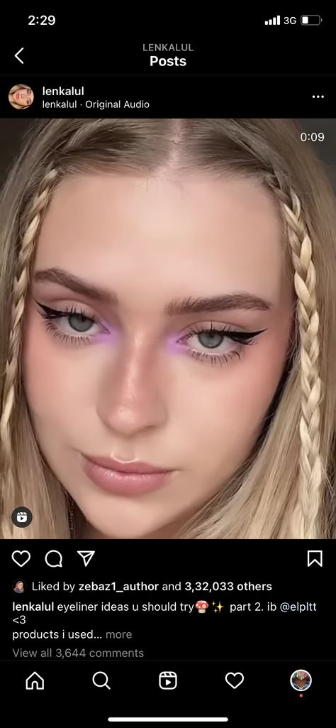 Light Purple And Silver Eye Makeup, Basic Purple Eyeshadow, Prom Makeup For Dark Purple Dress, Prom Makeup Looks For Lavender Dress, Purple And Silver Eye Makeup Simple, Homecoming Makeup Purple Dress, Purple Winged Eyeliner, Purple Under Eyeliner, Simple Makeup For Purple Outfit