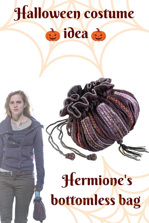 Perfect addition for magical halloween costume - Hermione's bottomless bag form Harry Potter and Deathly Hallows. It's great for halloween party but also as everyday handbag idea for fall. Link to the bag in my bio. Follow for more inspirations! Hermione Granger Bag, Hermione Bag, Harry Potter And Deathly Hallows, Magical Halloween, Everyday Handbag, Deathly Hallows, Hermione Granger, Hermione, Halloween Ideas