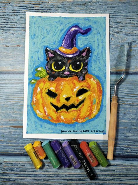 Pumpkin Drawing, Oil Pastel Art, Oil Pastel Drawings, Crayon Art, Pastel Watercolor, Oil Pastels, October 31, Pastel Drawing, Oct 31