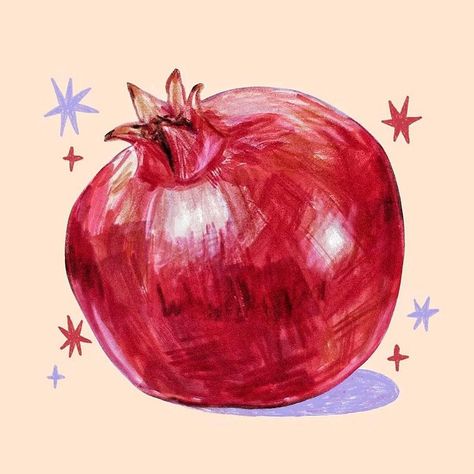 All posts • Instagram Pomegranate Drawing, Pomegranate Art, Journal Challenge, Fruits Drawing, Illustrators On Instagram, Fruit Art, Color Pencil Drawing, Art Inspiration Drawing, Funky Art