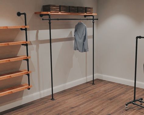 Modern Clothing Rack, Clothing Rack Bedroom, Coat Rail, Open Wardrobe, Industrial Bedroom, Industrial Interior Design, Urban Industrial, Bedroom Wardrobe, In The Closet